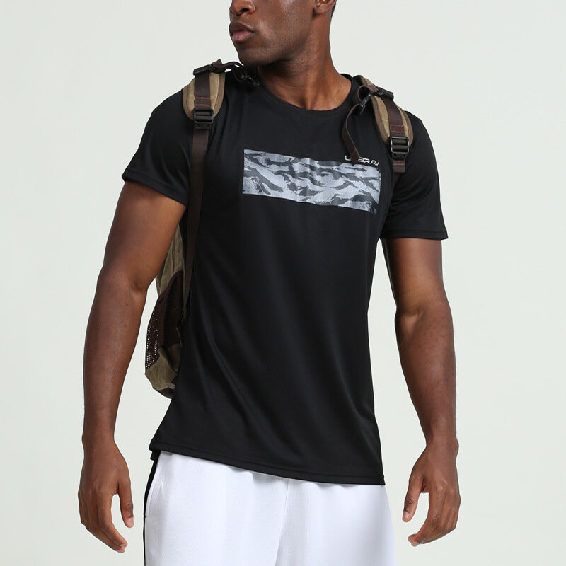 Мужская футболка, быстросохнущая, для активных выступлений, с коротким рукавом, футболка для бега, футболка для тренировок, тренажерного за...