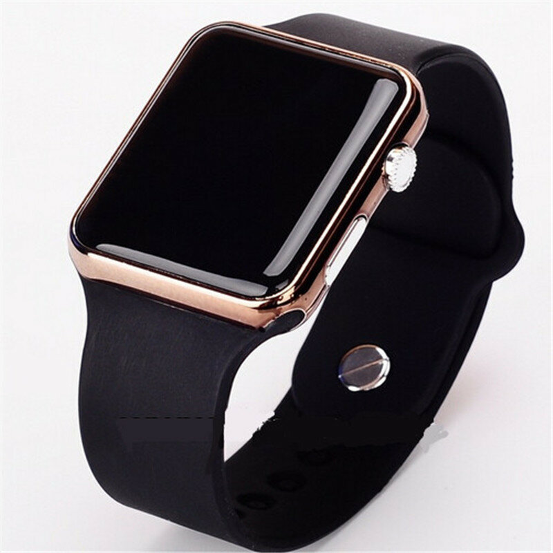 2021 new hot Square Mirror Face Silicone Band Digital Watch Red LED Watches Metal frame WristWatch Sport Clock Hours 4colour