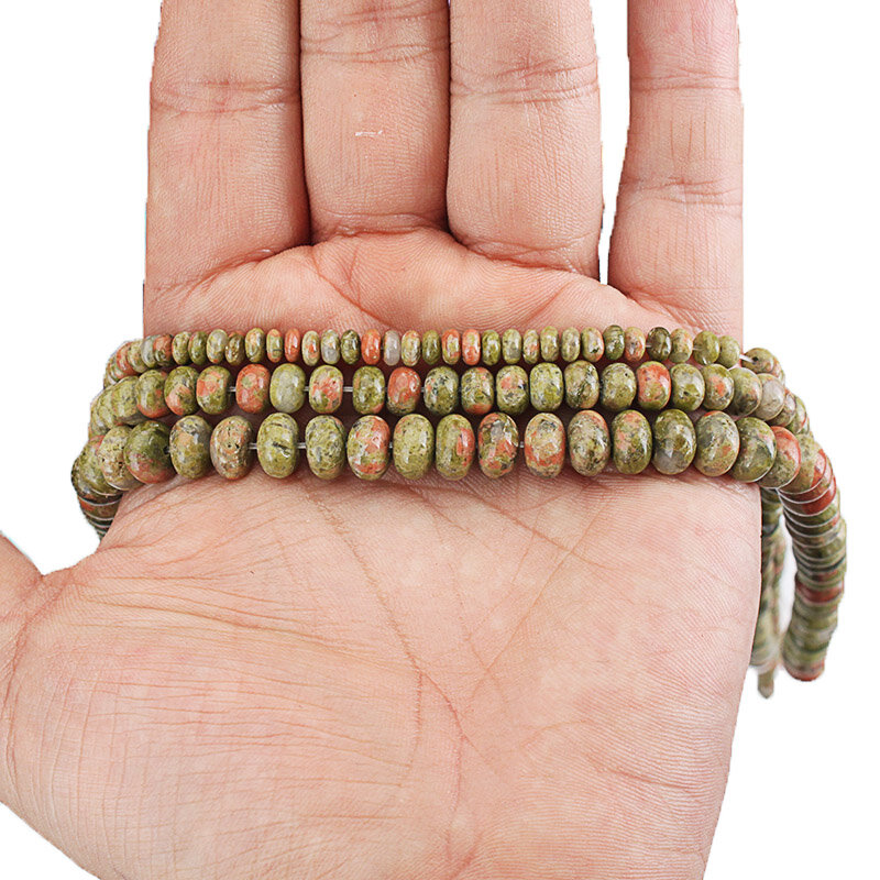 Natural pedra verde unakite espaçador abacus solta contas 4 6 8mm feito à mão achados pulseiras diy jóias fazendo acessórios