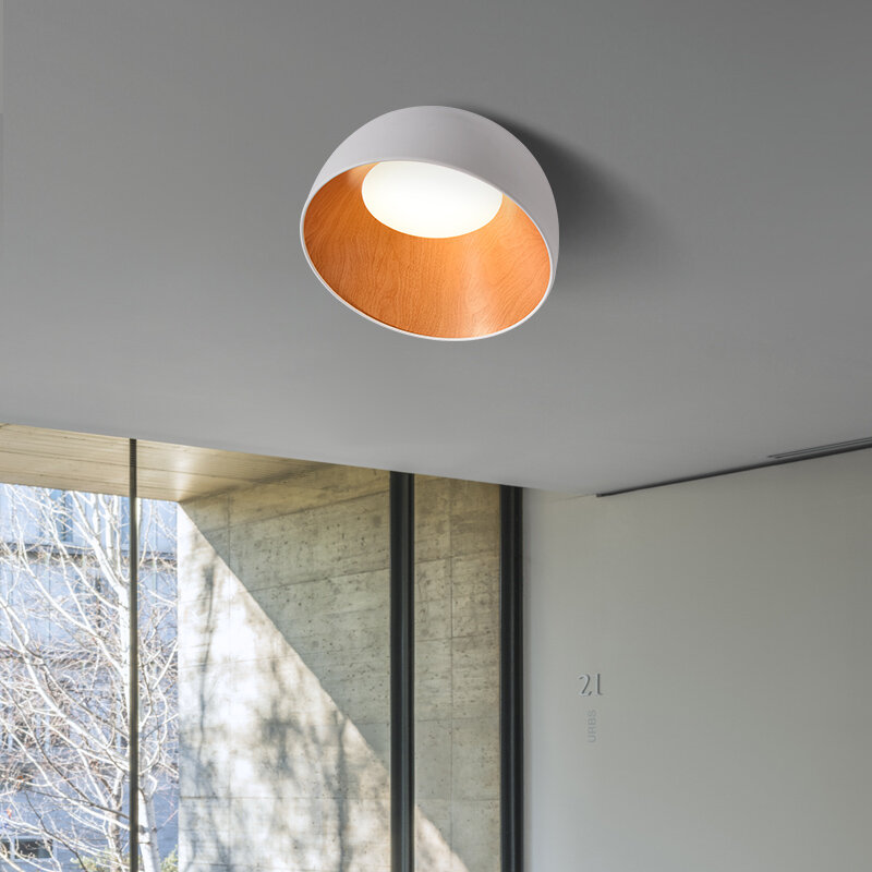 Lampu Gantung LED Kayu Sederhana Modern Koridor Balkon Biji Kayu Kreatif Lampu Dalam Ruangan Perlengkapan Kamar Tidur Warna Putih atau Hitam