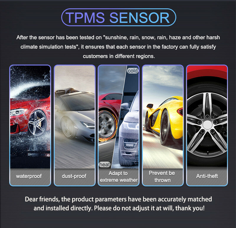 Sistema de monitoramento da pressão dos pneus do carro sensor externo digital