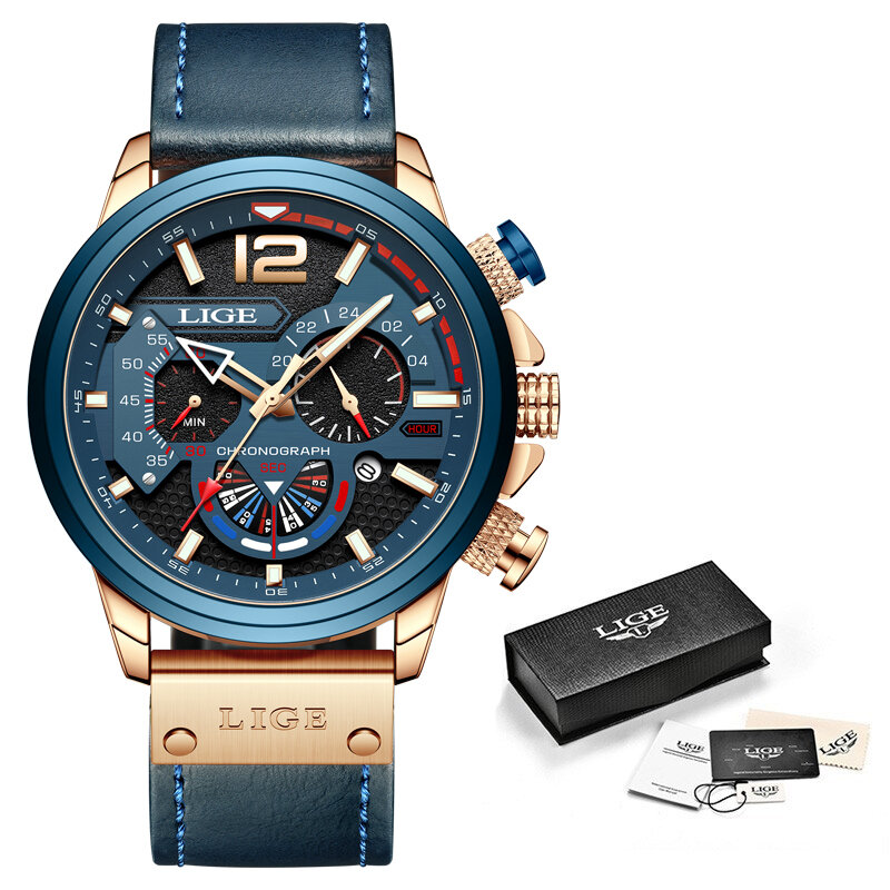 Nuovi orologi da uomo LIGE Top Brand Luxury Original Waterproof Quartz Watch for Man Business Leather Men Watch reloj hombre