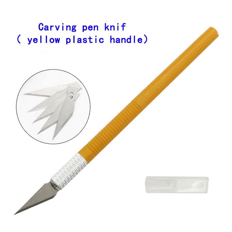 7pcs/Set Carving Tools Non-Slip Metal Kn-ife Tools Cutter Engraving Craft Kni-ves Blades Mobile Phone PCB DIY Repair Hand Tools