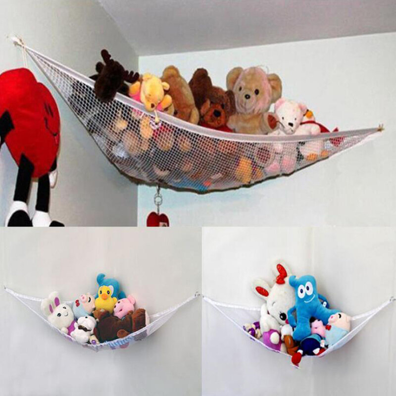 Rede de brinquedo infantil, tela de rede para armazenamento de brinquedos de animais estufados