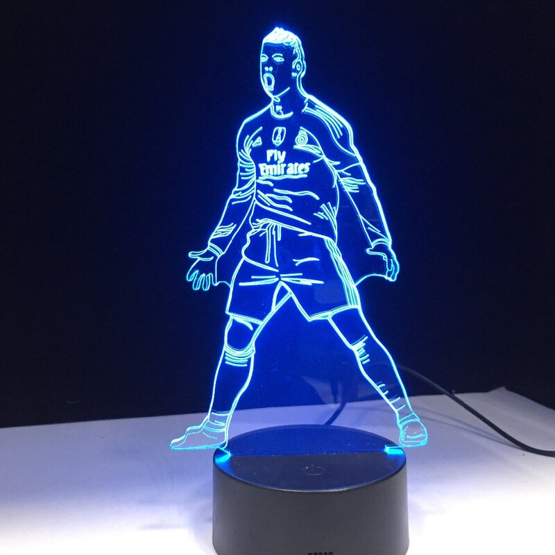 Luz Led nocturna USB 3D con Sensor táctil para jugador de fútbol, lámpara de escritorio cambiante con Control remoto, 16 colores, 1885