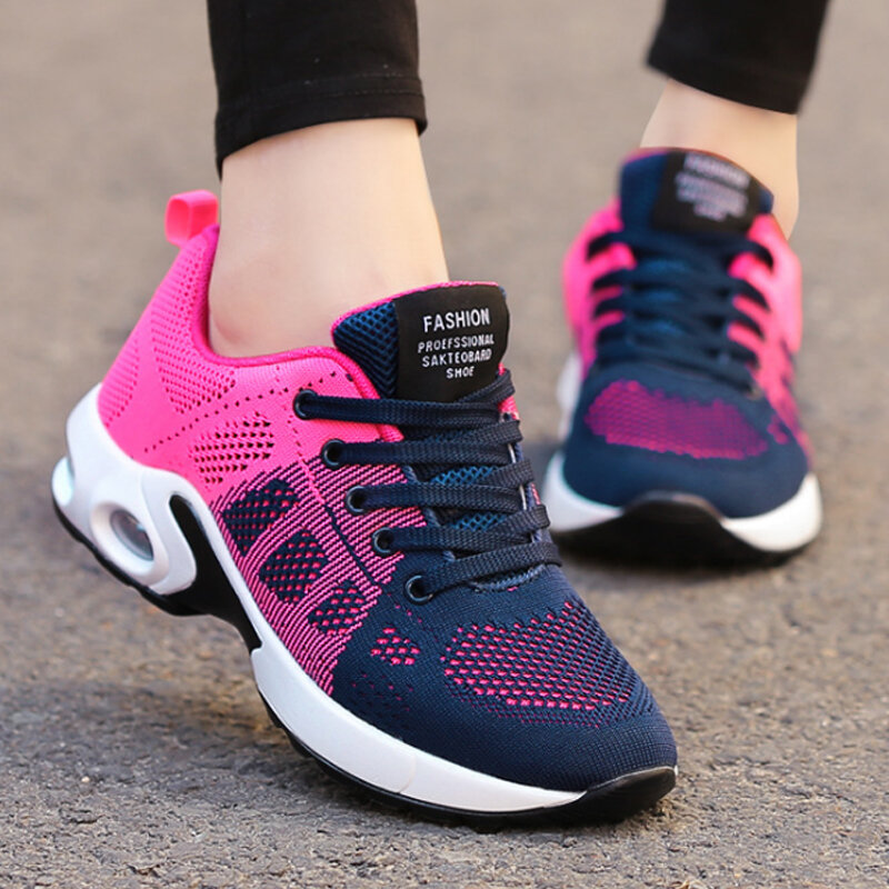 Fashion Women Sneakers Running Shoes Outdoor Sports Shoes Breathable Lightweight Comfort Running Gym Shoes Air Cushion Lace Up