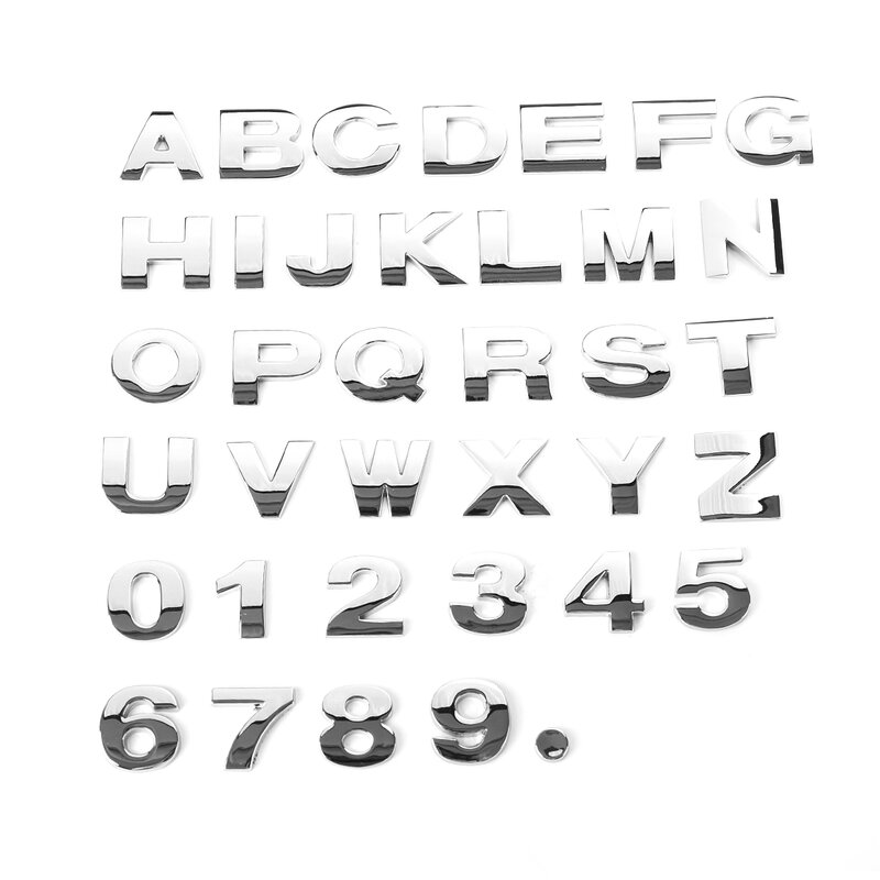 Emblema del alfabeto en 3D, pegatina cromada y negra, insignia Digital, logotipo, accesorios para motocicleta, 45 y 25mm, novedad
