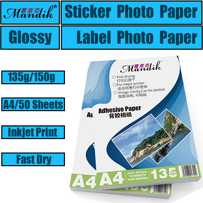 135g 150g a4 50 folhas a6 100 folhas de impressão a jato de tinta autoadesivo revestido de impressão foto papel etiqueta da etiqueta