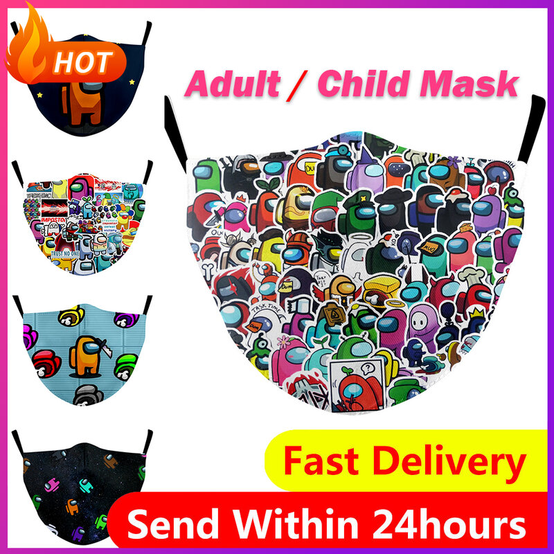 Breathable Face Mask Among Us Printing Mask Reusable Washable Fabric Face Masks for Adult Children Outdoor Windproof Mouth Mask