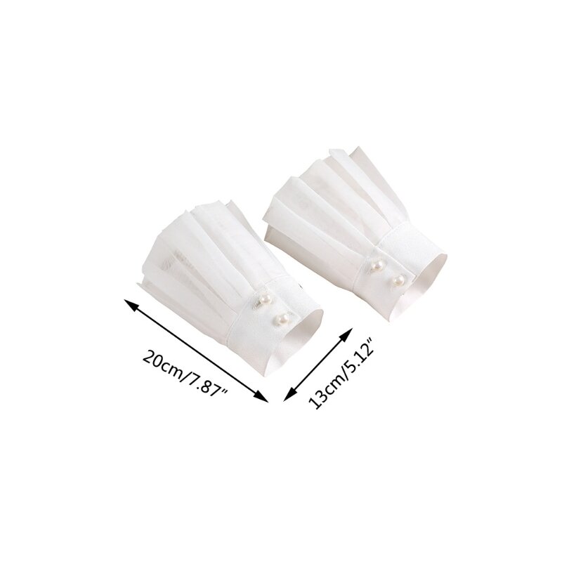 1 Pair 분리형 셔츠 가짜 슬리브 커프스 패션 Pleated Horn 커프 레이어드 레이스 커프 False Sleeves Sunscreen Decorated M6CD