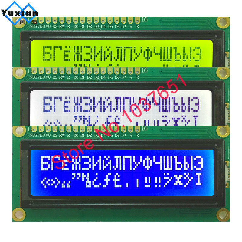16x2ตัวอักษรภาษารัสเซียซีริลลิก I2C แสดงผล LCD