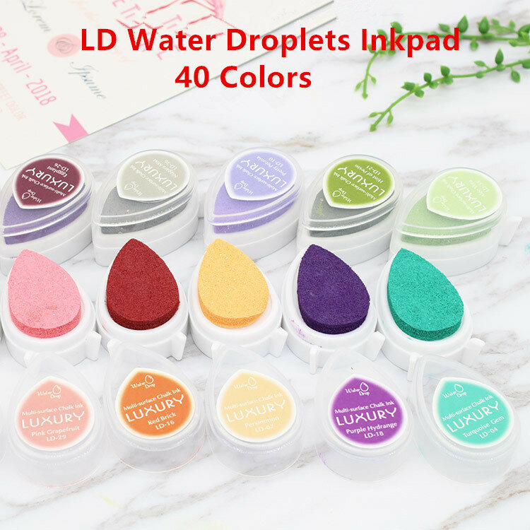 1 pcs DIY 40 Colors Creative Scrapbooking Oil Rubber Stamps Ink Pad Wedding Book Decoration Party Drop Shape Kwaii Inkpad
