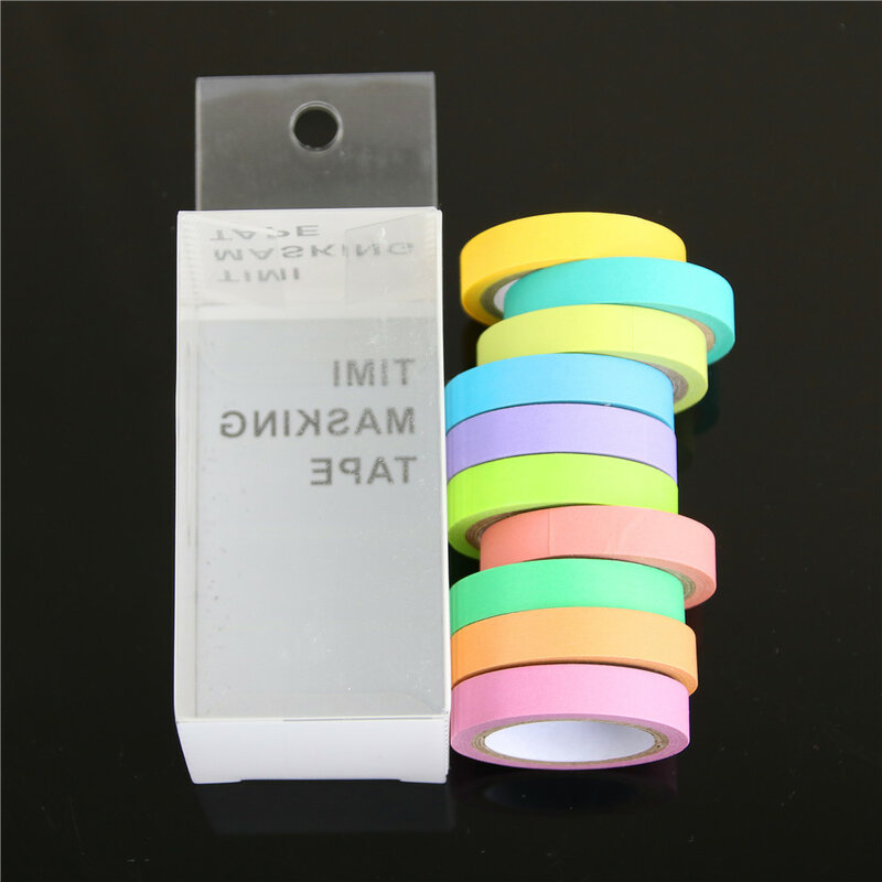 10 Pcs Rainbow Roll Diy Washi Sticky Paper Tape Masking Tape Self Adhesive Tape Scrapbooking Decorative Scrapbook Tape Gift