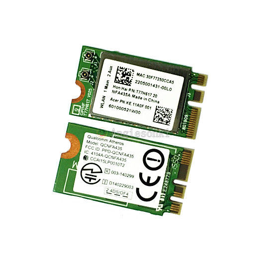 بطاقة Qualcomm Atheros QCNFA435 Bluetooth 4.1 ، نطاق مزدوج ، بطاقة 802.11 ، AC NGFF/M.2 ، 433 ميجابت في الثانية لـ WIN7 ، WIN8 ، WIN10