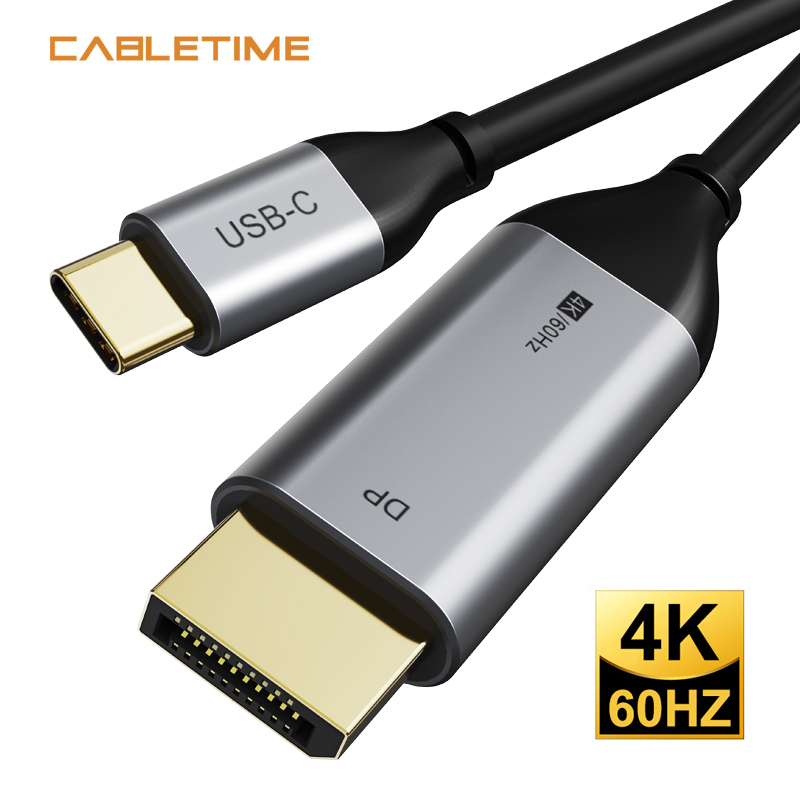 Cabletime Thunderbolt 3 USB C DisplayPort Cable 4K 60Hz USB tipo C 3,1 a DP adaptador USB a DP UHD Video externo N308