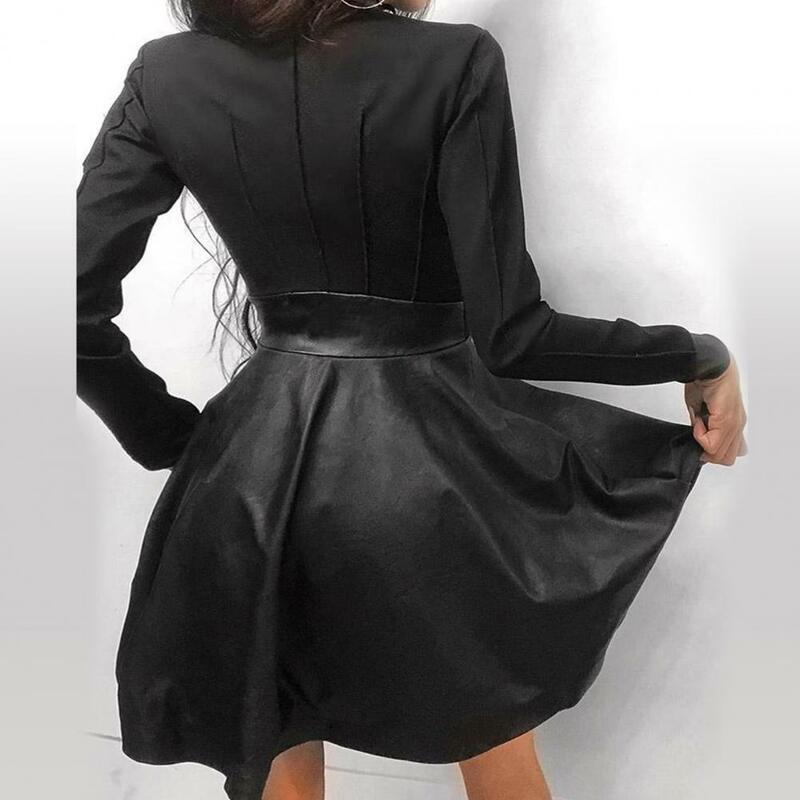 Женское кружевное мини-платье на молнии с длинным рукавом и карманом