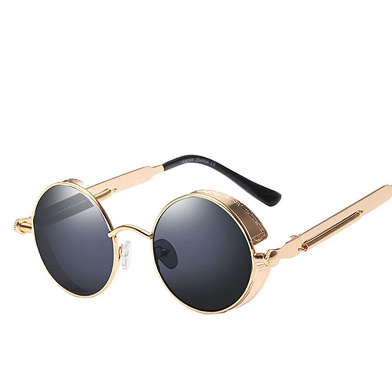 الكلاسيكية القوطية Steampunk نظارات شمسية نظارات شمسية الرجال النساء العلامة التجارية مصمم خمر نظارات دائرية موضة القيادة حملق UV400