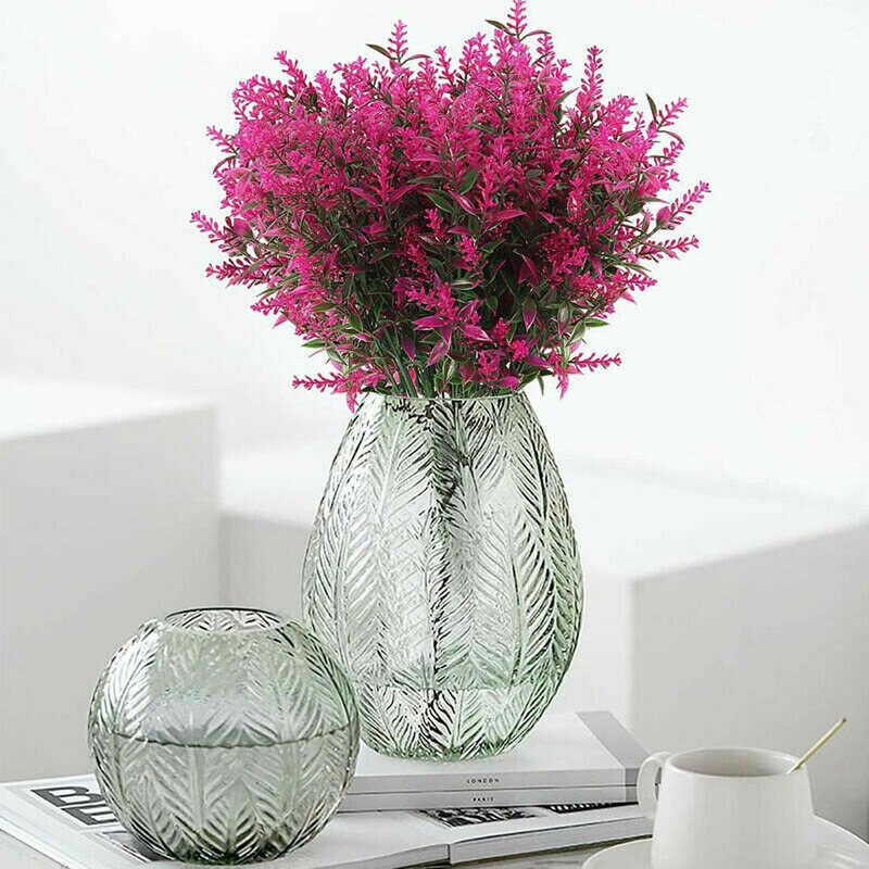 8 Bundles Artificial Flowers Plastic Fake Outdoor Plants Faux Uv Resistant For Home Wedding Decoration Diy Home Decor Bouquet