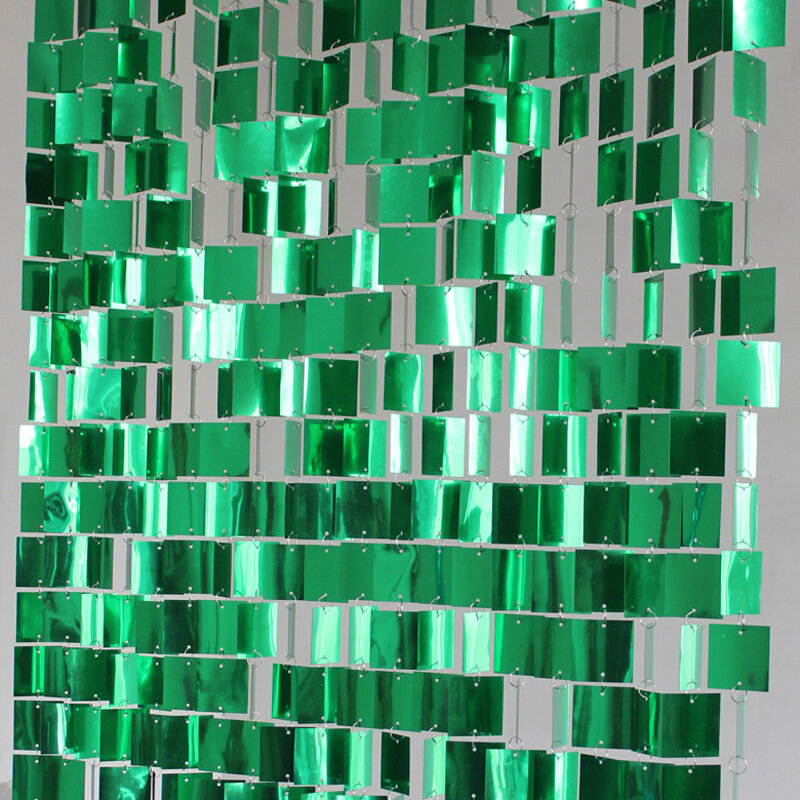 モダンな屋内漫画のドアカーテン,装飾品の緑色の正方形のフレーク,ショッピングモールのフロントの背景の装飾