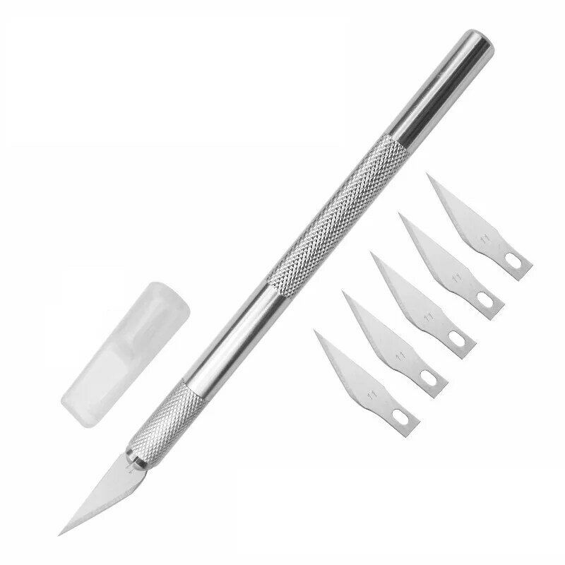 Kit per intaglio coltello per bisturi in metallo n. 11 Set lame antiscivolo per riparazione cellulare lama per PCB utensili a mano rimozione bisturi con manico