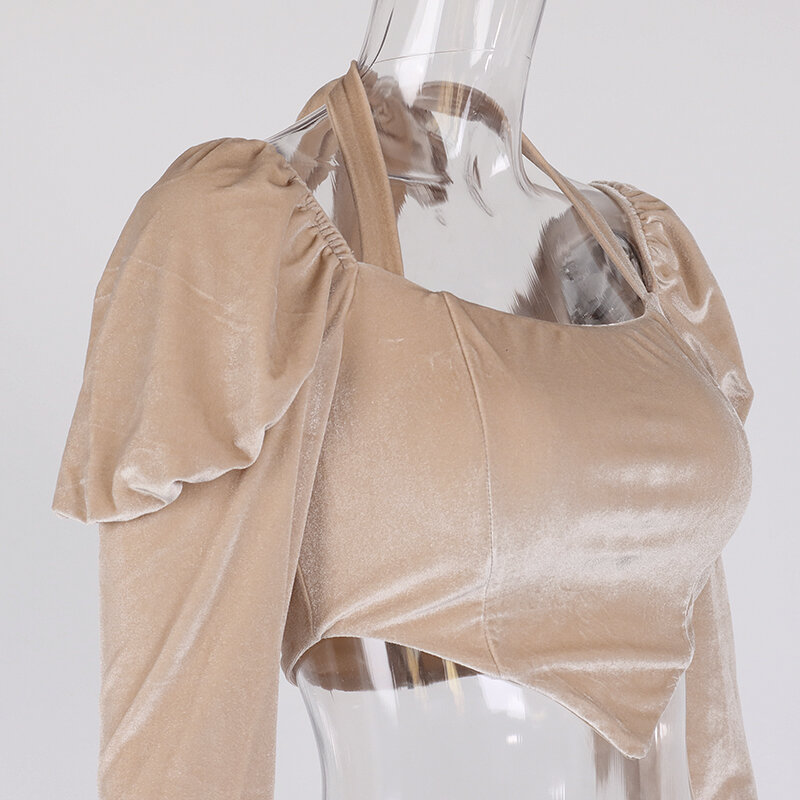 Newareia-女性の長袖シャツ,黒い四角い襟とジッパー,カジュアルなゴシックトップ,女性のファッション,2020