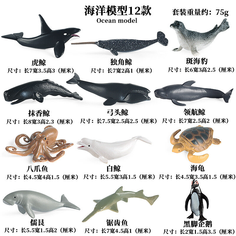 2022 바다 해양 동물 돌고래 게 상어 거북이 모델 액션 피규어, 어린이를 위한 해양 수족관 교육 장난감