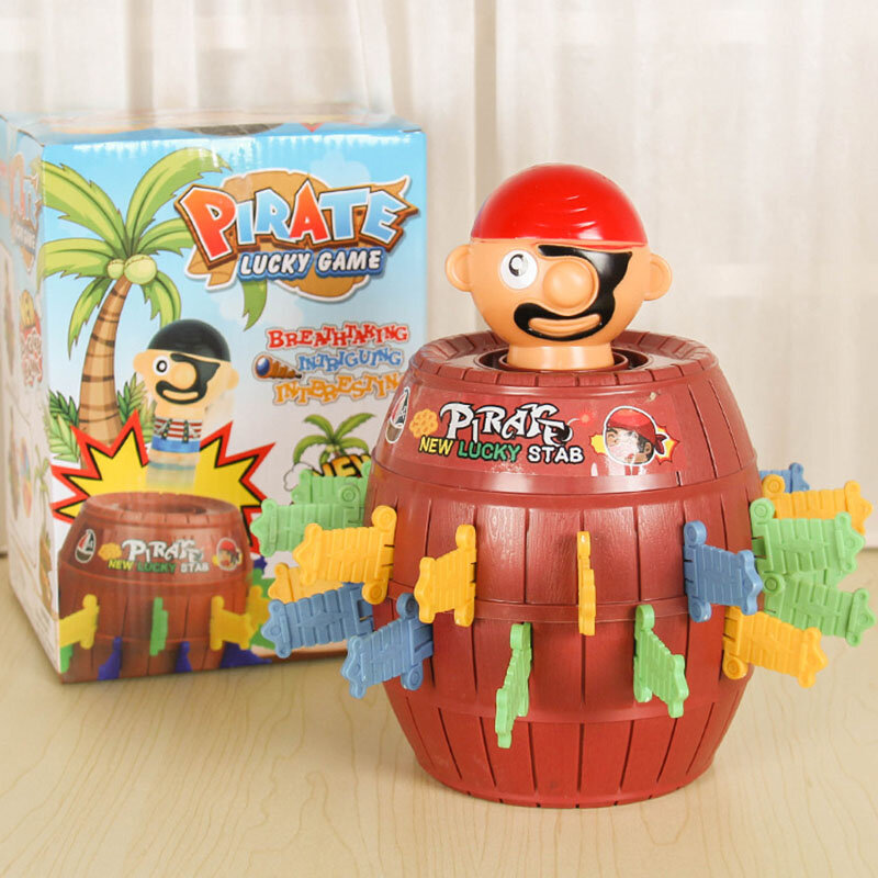 Partido Pirata Bucket Game para Crianças, Família Engraçada Saltar, Espada Pirata, Brinquedo Tricky, Mesa de Barril, 3D Puzzle Piadas para Crianças