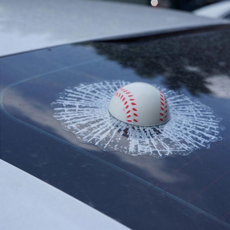 3d naklejki Baseball nowość dowcipy zabawki tłuczone szkło piłka uderza okno samochodu piłka nożna tenis naklejki śmieszne akcesoria samochodowe