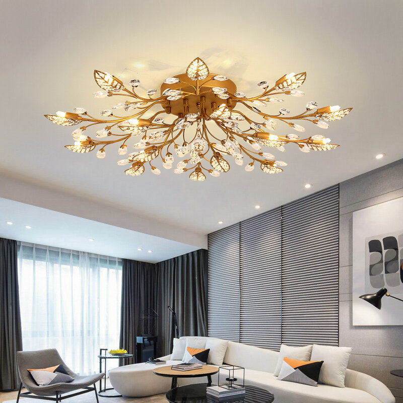Plafonnier LED en Cristal, éclairage d'intérieur, luminaire décoratif de plafond, idéal pour un salon, une chambre à coucher ou une cuisine