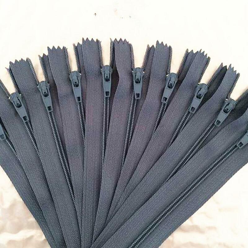 10 pieces. 25 cm (10 inches) gray Nylon Zippers Tailor Sewer Craft Crafter's & FGDQRS