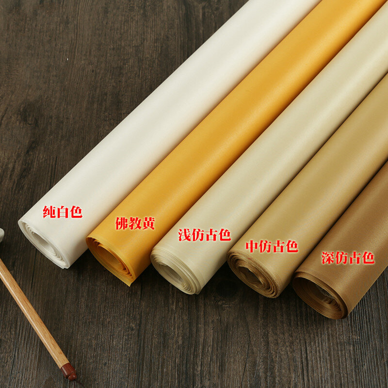90x100cm Silk Xuan Paper Rolling Scriptures Copying Ripe Rice Paper Chinese Calligraphy Baimiao Meticulous Painting Xuan Paper