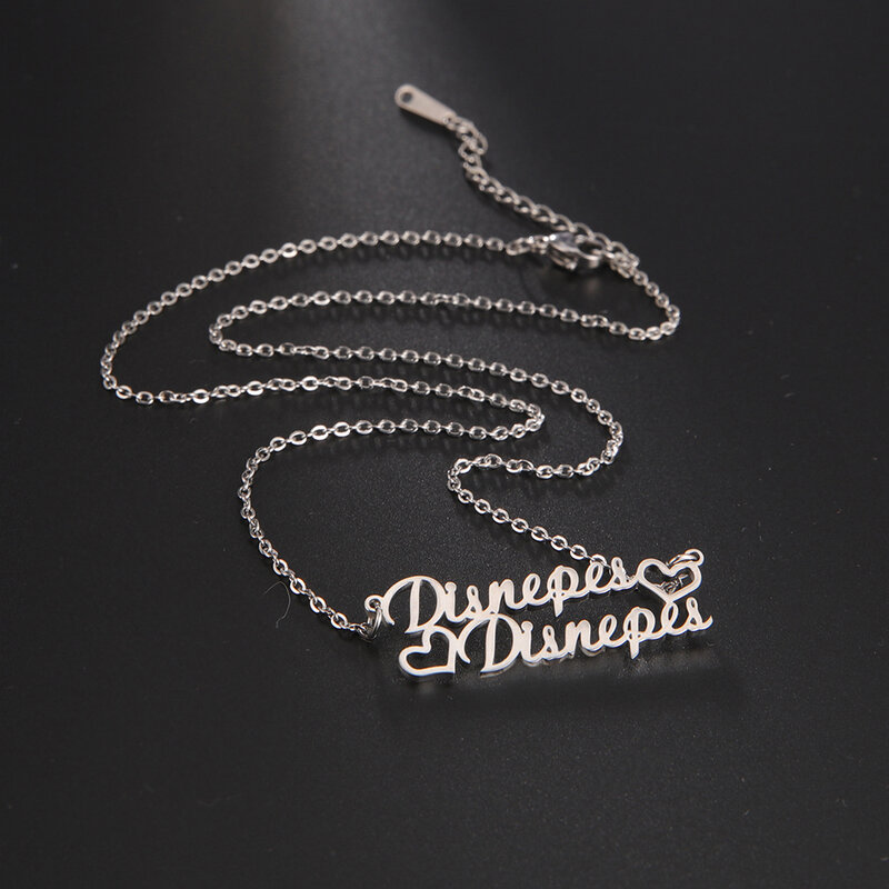 Lemegeton Kalung Pribadi untuk Wanita Kustom Nama Kalung Baja Nirkarat Papan Nama Tulisan Tangan Perhiasan Bijoux