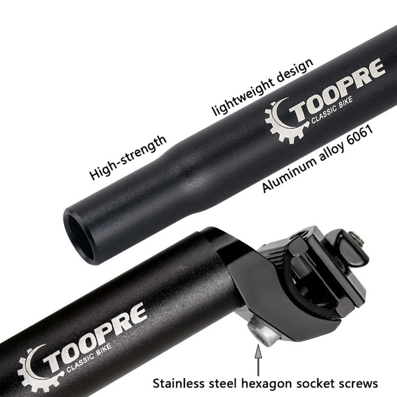 TOOPRE 350mm 450mm 25.4 27.2 28.6 30.8 Mountain bike seatpost Aluminum alloy Seat tube fixed gear seat post bicycle Part