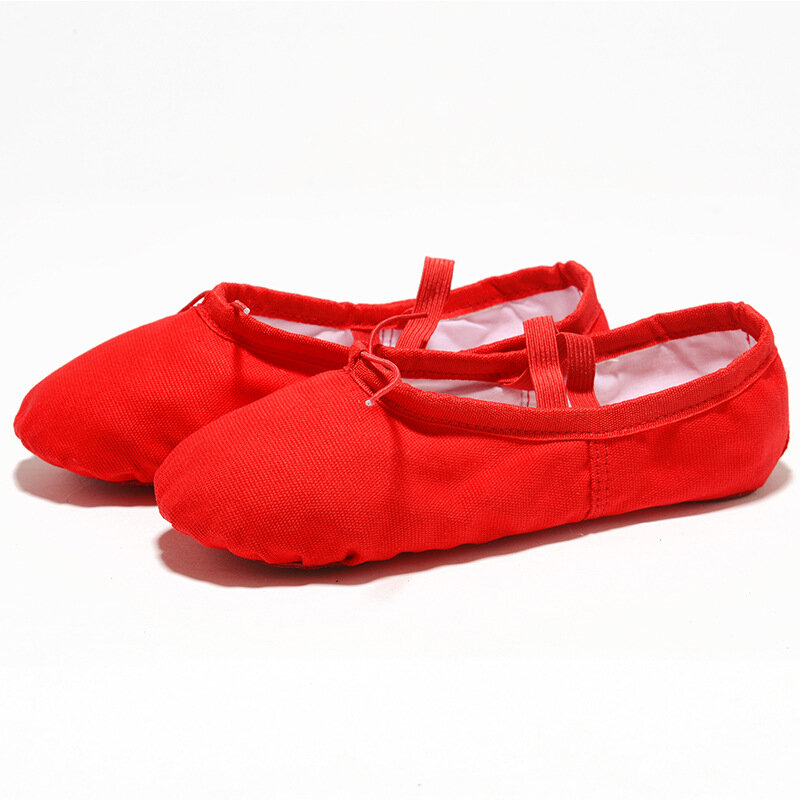 TOVEKIN-Chaussures plates en toile pour fille, souliers de danse, de ballet, de yoga, gym, professeur, noir, rouge, rose, blanc