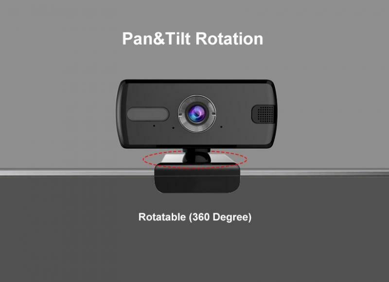 Webcam 1080P USB Video cámara web automática 360 ° Micrófono estéreo integrado ordenador para videollamadas con trípode