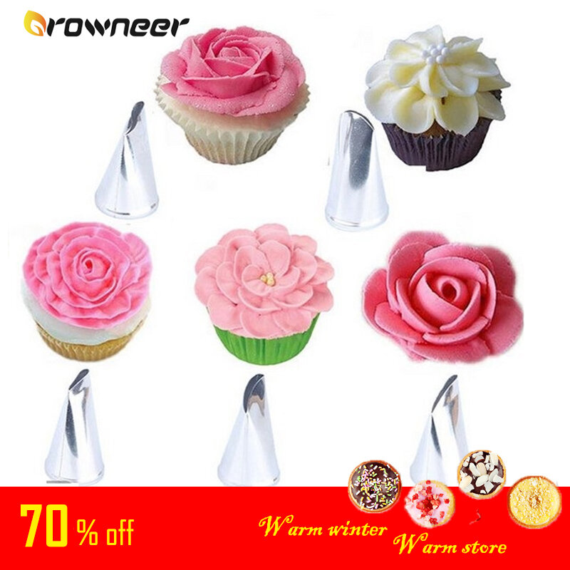 Stainless Steel Icing Piping Nozzles Flower Mounting Nozzle DIY Cream Baking Pastry Tool Fondant Cookie Rose Cake Decorating Tip