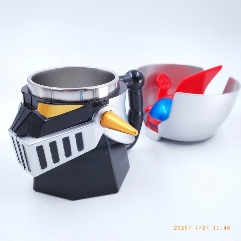 Japonês anime robô criativo dos desenhos animados mazinger z 420ml pc canecas de aço inoxidável/cinzeiro dois usando maneira escritório café bebidas copo
