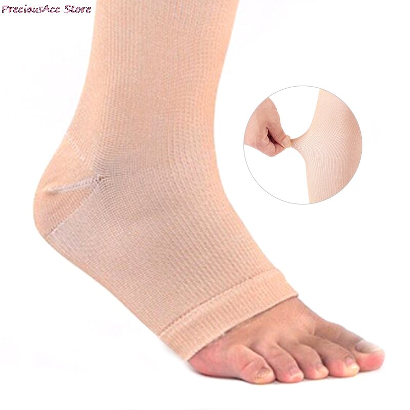 Meia de compressão médica feminina e masculina, meias de compressão de dedo aberto 18-21mm para mulheres e homens