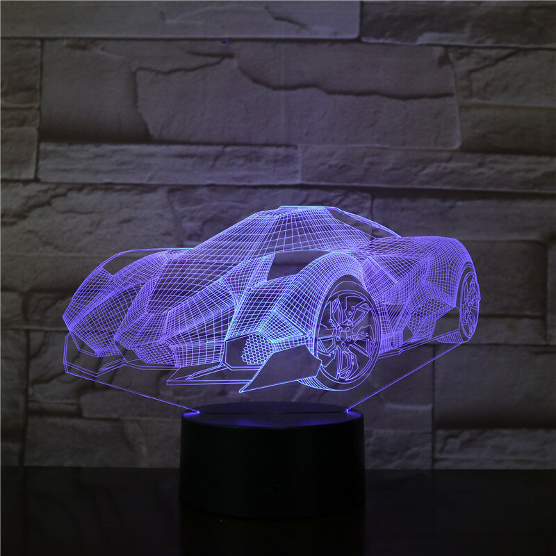 Lampe LED USB 3D en acrylique à 7 couleurs changeantes, luminaire décoratif d'intérieur, idéal pour un bureau ou une voiture, 3507