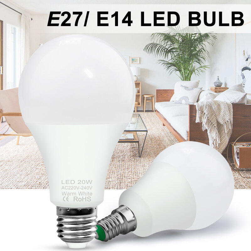 E27 LED 전구, E14 볼 전구 2835, Lampada LED 램프, 에너지 절약 전구, 가정용 샹들리에 조명용 220V, 3W, 6W, 9W, 12W