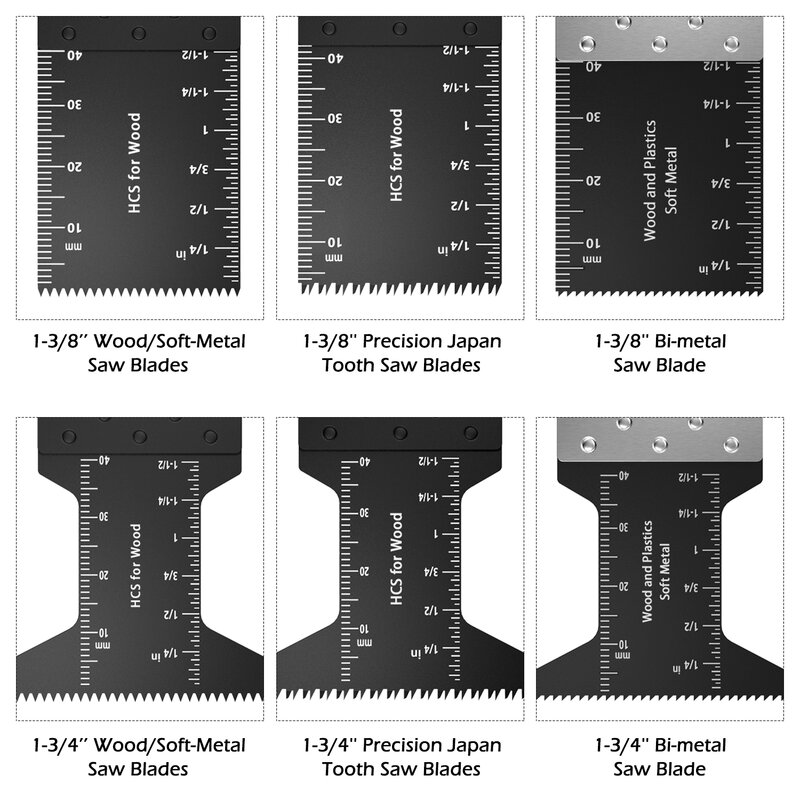 52 Uds cuchillas de sierra herramienta oscilante de potencia cuchillas de corte Multi-Sierra hoja de oscilación cuchillas de herramienta Compatible con Swing Multi-Herramientas