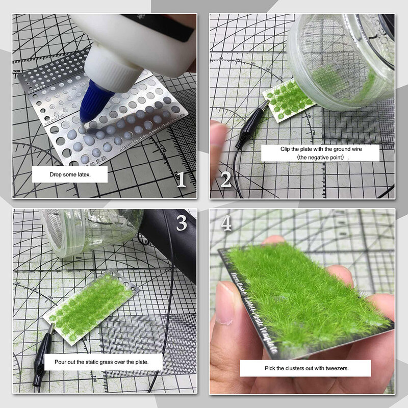 Model Evemodel flokujący statyczny aplikator trawy modelujący narzędzie rzemieślnicze Hobby do miniaturowej scenerii GJ07M