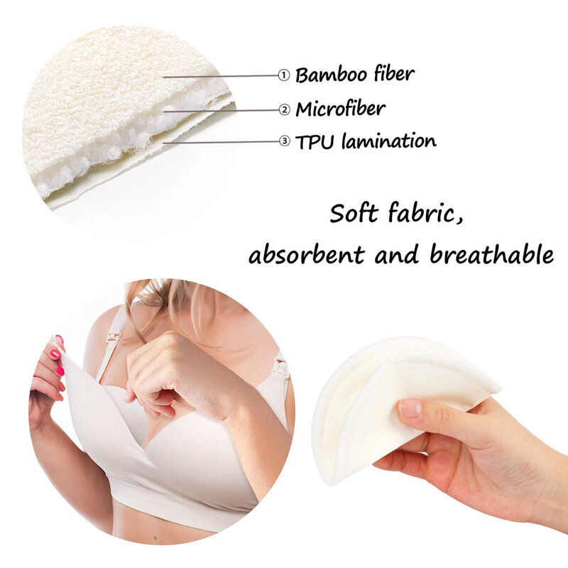 Organic Bamboo Nursing Breast Pads Reusable Nursing Pads Washable Breastfeeding Nipple Pad Nipplecovers for Breast Feeding