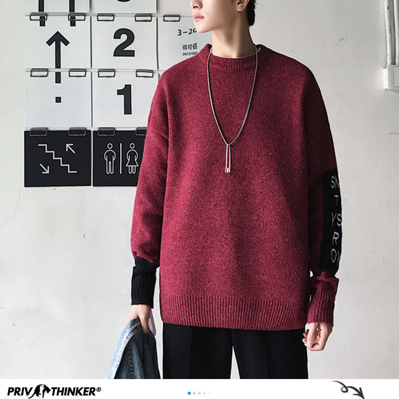 Privathinker koreański męska O neck swetry na długi rękaw 2020 jesień człowiek z dzianiny w stylu Casual ciepłe bluzki ponadgabarytowych odzież męska