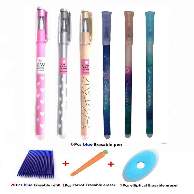 28Pcs/Set Erasable Pen Refill Rods Washable Erasable Pen Handles Blue Black Ink Refill Office School Supplies Gift