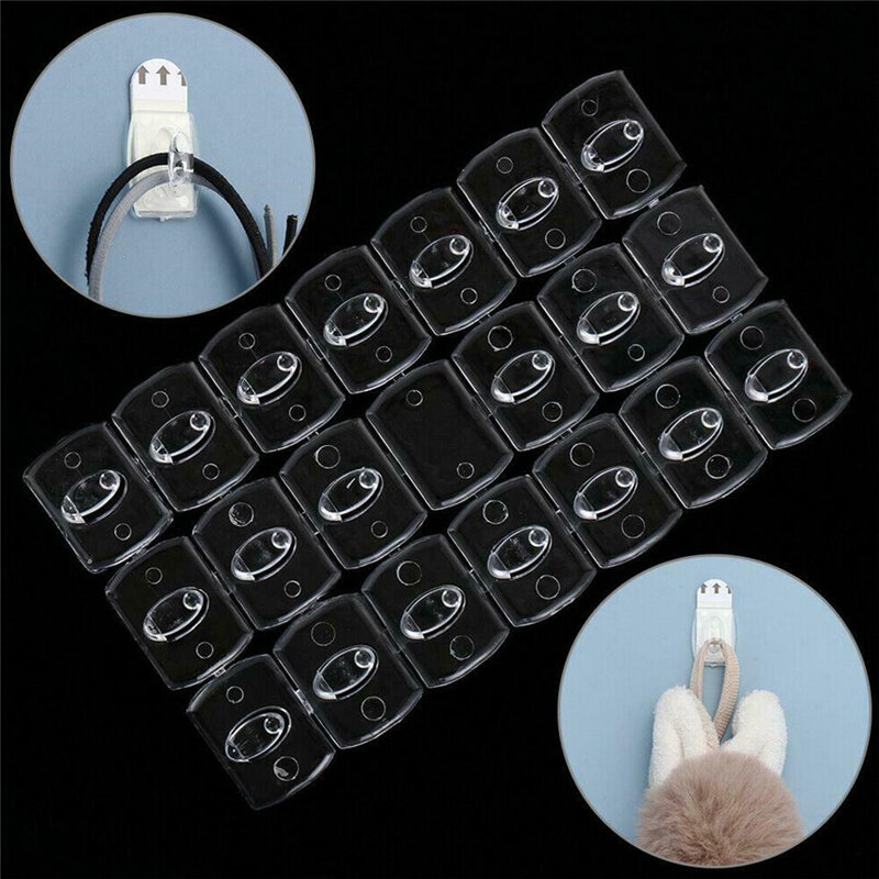 20/6PCS Wall Transparent Removable Hook Strong Cable Clamp Adhesive Hook Rack Bathroom Kitchen Towel Key Hanger