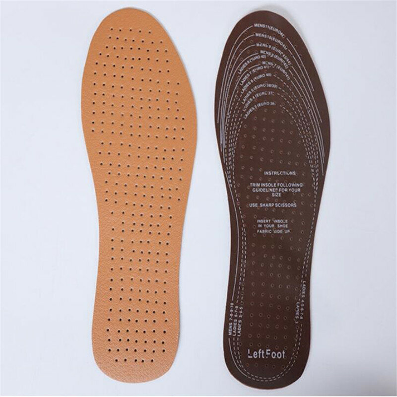 Plantillas de zapatos de cuero transpirables ultrafinas, tamaño de corte, desodorante de absorción de sudor, reemplazo de suelas internas, almohadillas de plantilla de zapatos