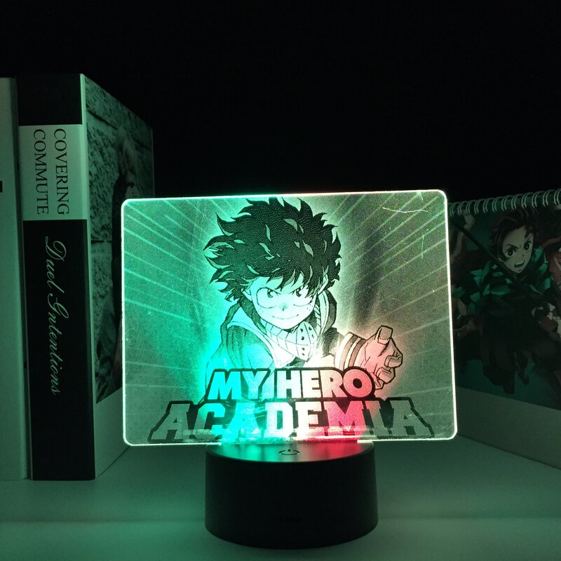 Dwukolorowa lampa stołowa Anime My Hero Academia Midoriya Izuku 16 kolorowa lampa LED na wystrój sypialni prezent urodzinowy Manga kolorowy