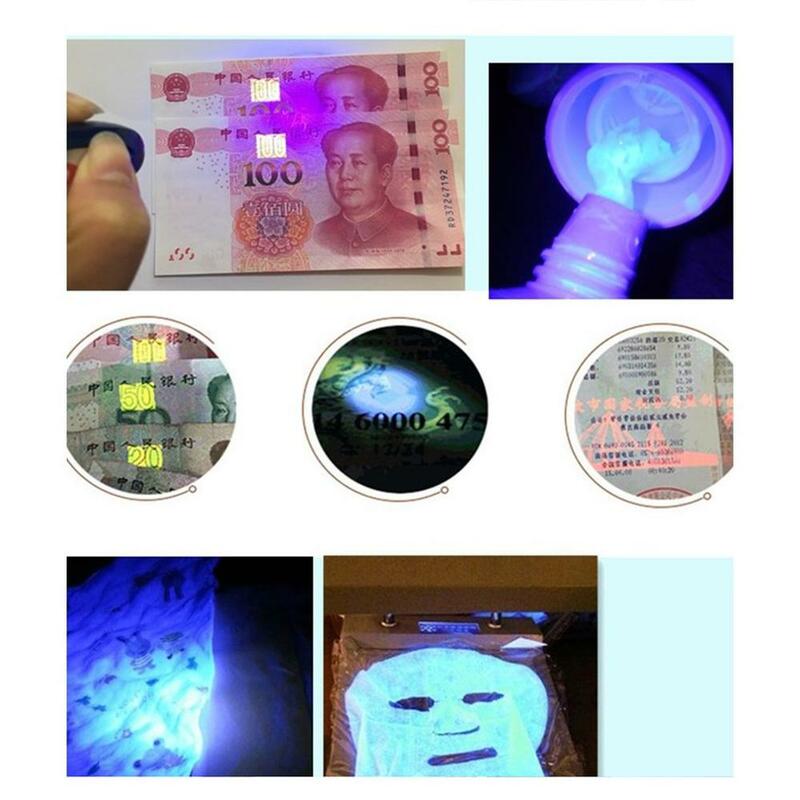 Mini Detector de billetes de moneda UV 2 en 1, comprobador de falsificaciones con cordón, novedad