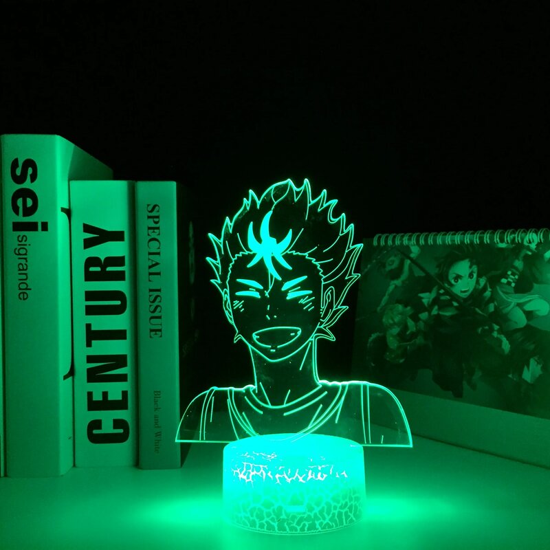 Haikyuu 애니메이션 유 니시노야 LED 화이트 크랙 야간 조명, 어린이 침실 장식 야간 조명, 어린이 생일 선물 만화 3D LED 램프